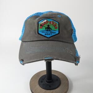 Idaho Trucker Hat "Whatever Floats Your Boat" Mesh Snapback Blue Gray One Size